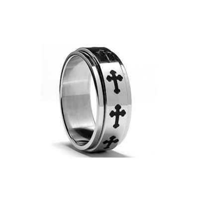 Silver ring band cross stainless steel ring jewelry high polished