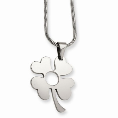 Fashion jewelry four leaf clover pendants silver stainless steel necklace for women