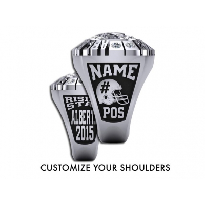 Custom made personalized fantasy football championship ring with player name&number