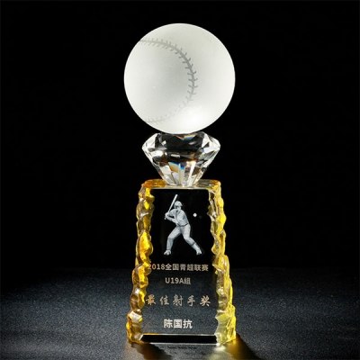 Crystal Baseball Trophy